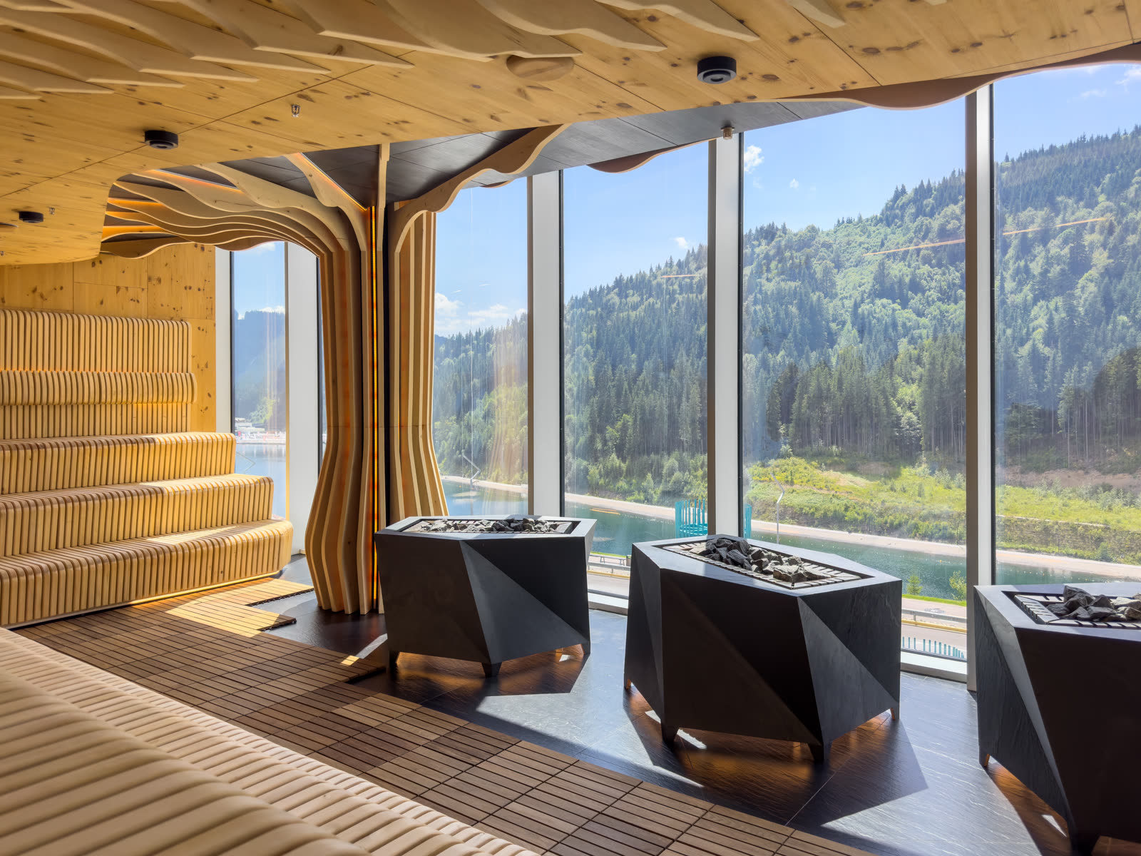 Sauna with lake view